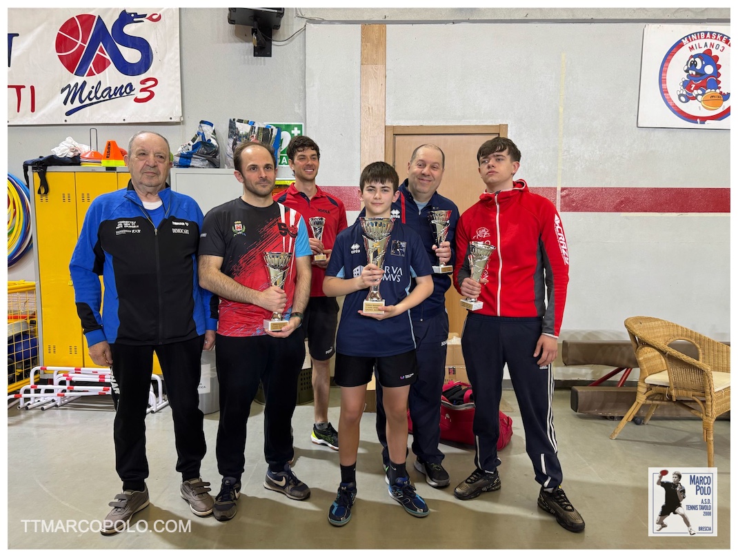 Il podio del torneo over 1000 vinto da Filippo Ferrari a San Basiglio